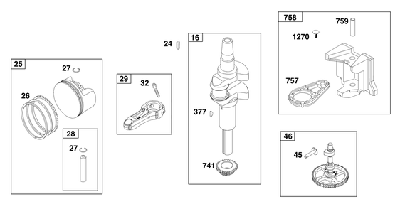 Crankshaft Group Diagram and Parts List for 33S777-0004-G1 200000 - 399999 Briggs and Stratton Engine